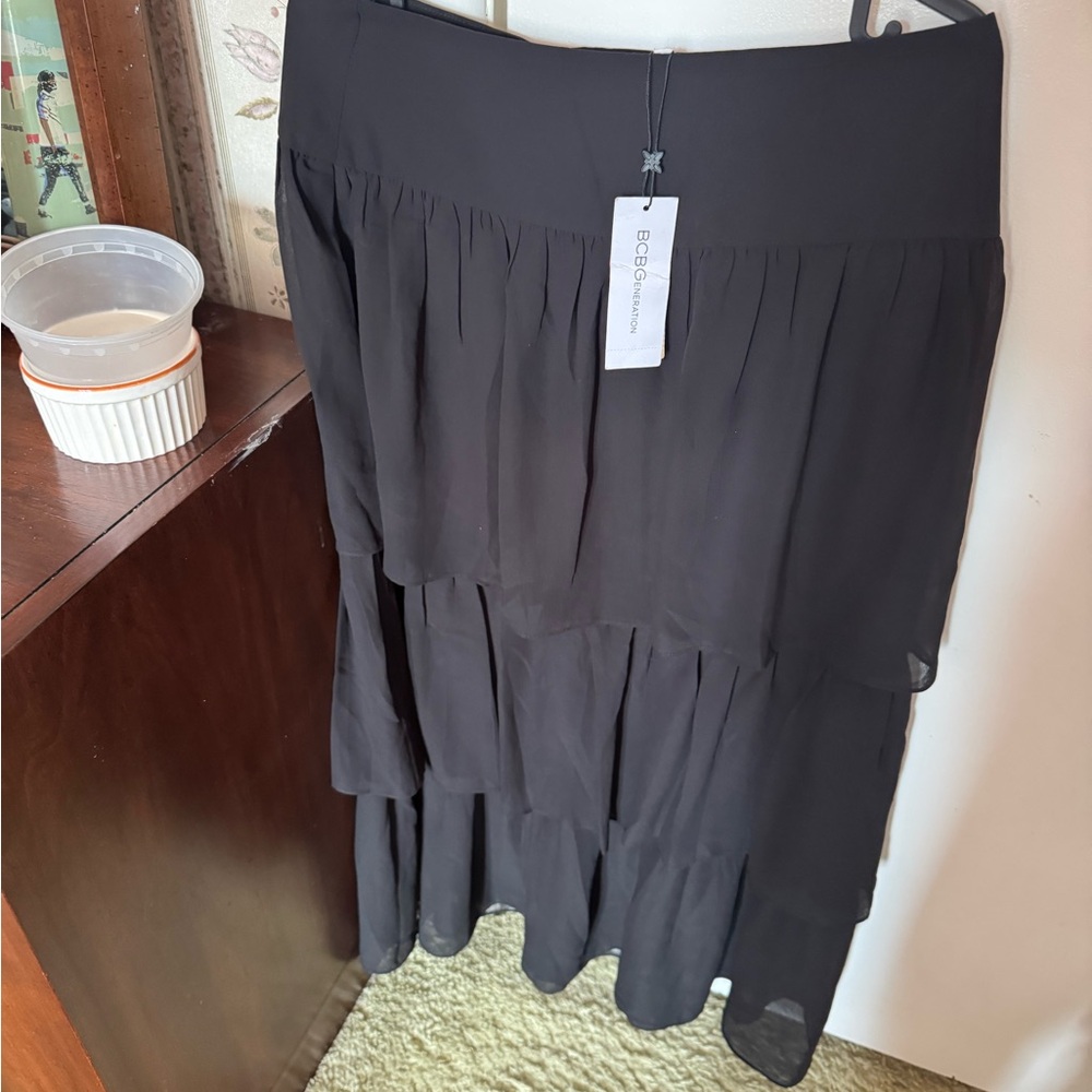BCBGeneration Black Layered Maxi Skirt